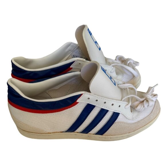 Adidas Vintage 80s Mens Sneakers Size 9 White/Red/Blue Leather & Canvas - Picture 9 of 15